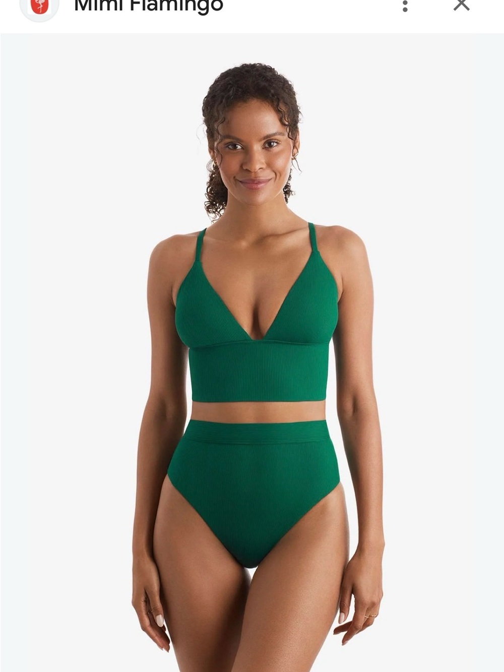 Green Ribbed Bikini Top - Picture 5 of 5